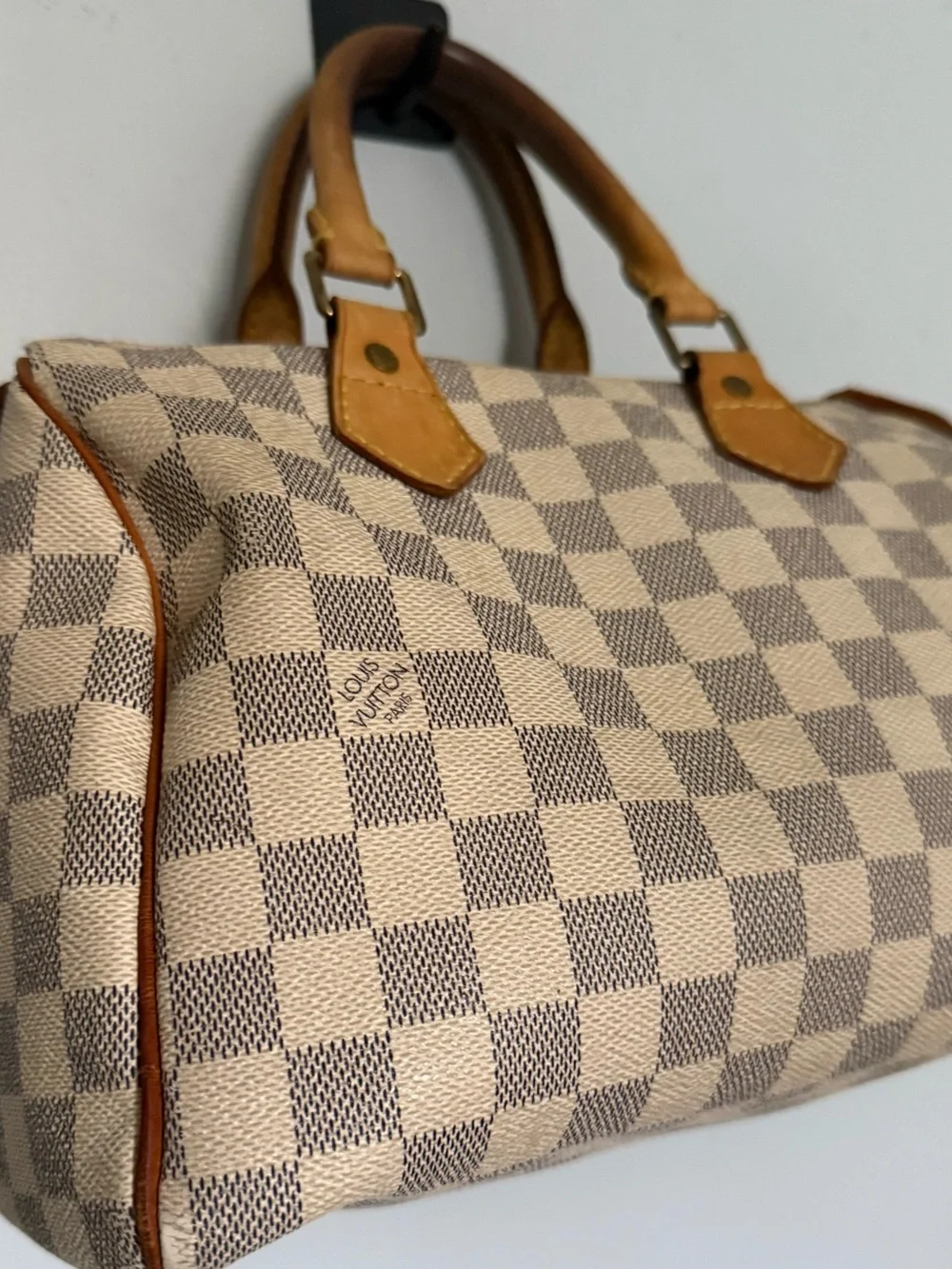 Louis Vuitton Speedy 25 Damier Azur Handbag Boston Bag Authentic